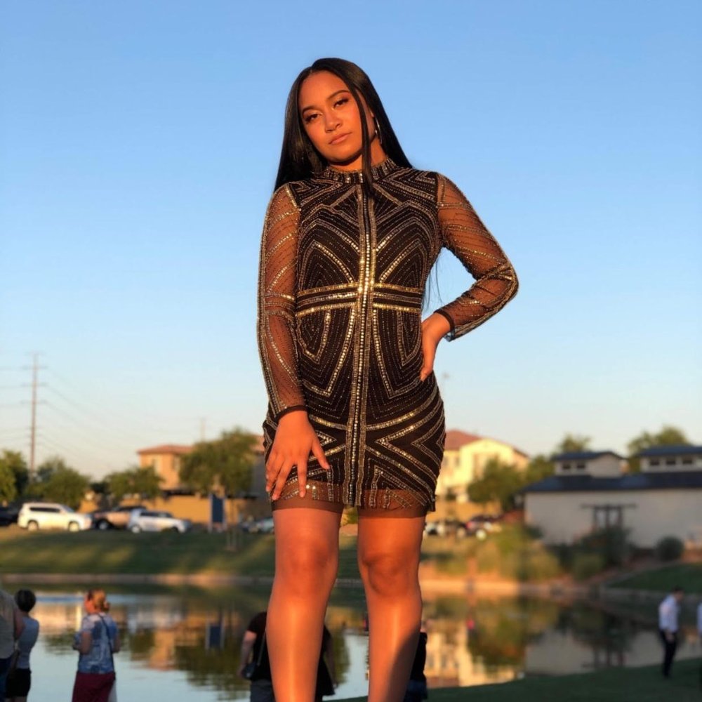 Black/gold hoco dress